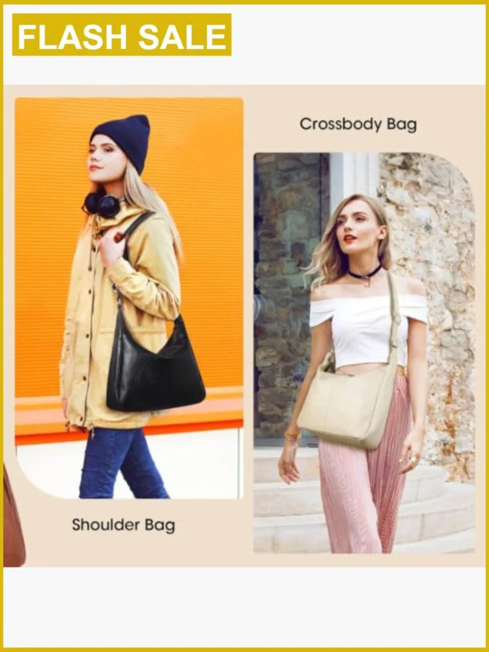 Foldable Leather Slouchy Shoulder Bag Crossbody Purse Hobo Tote